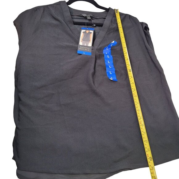 Banana Republic Women's Black Short Sleeve V-Neck Blouse Size Large New - Picture 11 of 11